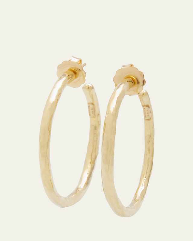 Medium Hammered Hoop Earrings in 18K Gold